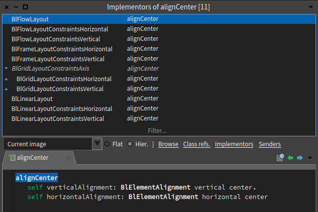 #alignCenter layout implementors