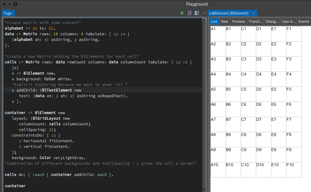 Matrix view v1